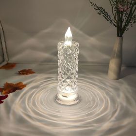 1pc Battery-Powered LED Candle Lamp with Rose Pattern Refraction Halo Projection for Birthday, Wedding