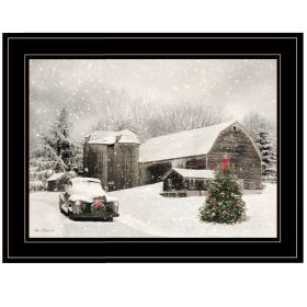 Trendy Decor 4U "Farmhouse Christmas" Framed Wall Art, Modern Home Decor Framed Print for Living Room