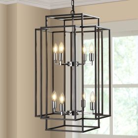 8-Lights Lantern Tiered Pendant Light Fixtures, Industrial Farmhouse Hanging Chandelier for Entryway, Foyer, Living Room, Kitchen Island