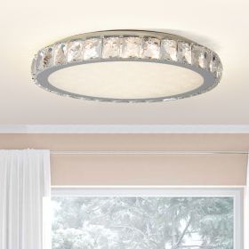 Crystal LED Ceiling Light, 19.7-Inch Flush Mount, 45W Dimmable Modern Fixture, Energy-Saving, Perfect for Living Room, Bedroom, Kitchen