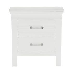 2 Drawers White Finish Nightstand Transitional Style Wooden Bedroom Furniture 1pc Bed-Side Cabinet Table