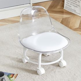 The small and cute white chair with silky pulleys can move freely, which is suitable for use in various scenes