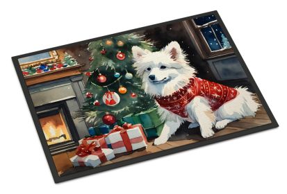 NEW American Eskimo Cozy Christmas Doormat Front Door Mat Indoor Outdoor Rugs for Entryway, Non Slip Washable Low Pile, 18H X 27W