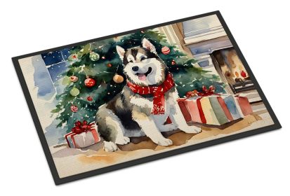 NEW Alaskan Malamute Cozy Christmas Doormat Front Door Mat Indoor Outdoor Rugs for Entryway, Non Slip Washable Low Pile, 18H X 27W