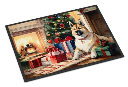 NEW Akita Cozy Christmas Doormat Front Door Mat Indoor Outdoor Rugs for Entryway, Non Slip Washable Low Pile, 18H X 27W