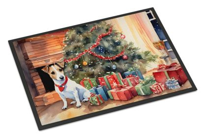 NEW Jack Russell Terrier Cozy Christmas Doormat Front Door Mat Indoor Outdoor Rugs for Entryway, Non Slip Washable Low Pile, 18H X 27W