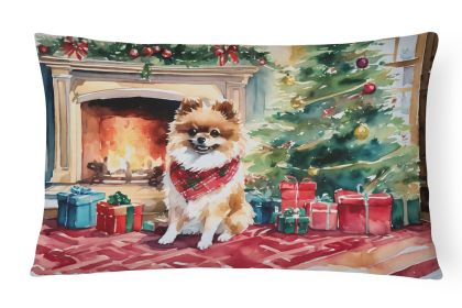 Cozy Christmas Throw Pillow Throw Pillow for Indoor Couch Bed Outdoor Patio Washable, Pomeranian 2723,12Hx16W