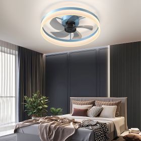 Ceiling Fans with Lights Dimmable LED Embedded installation of thin modern ceiling fans(Blue)