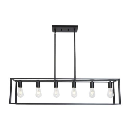 6 Light Rectangle Chandelier Contemporary Farmhouse Linear Pendant Lighting Black Industrial Vintage Kitchen Island Metal Cage Ceiling Light Fixture 6 Light Rectangle Chandelier Contemporary Farmhouse Linear Pendant Lighting Black Industrial Vintage Kitchen Island Metal Cage Ceiling Light Fixture