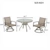 5-Piece Bistro Patio Table and Chairs Set with Tan PVC Sling Swivel Rocker Chairs and Round Cast-Top Outdoor Table