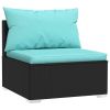 7 Piece Patio Lounge Set with Cushions Poly Rattan Black