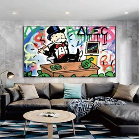 Hand Painted Oil Painting Street Oil Painting Wall Art Canvas Alec Monopoly Painting Street Art Modern Living Room Hallway Bedroom Luxurious Decorativ (style: 01, size: 50x70cm)