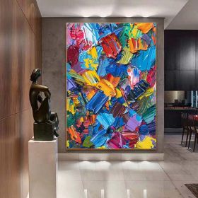 Handmade Oil Painting Knife Colorful Abstract Painting Large Original Texture On Canvas Wall Art For Home Decor Heavy Textured Oil Painting Colorful P (style: 01, size: 80x120cm)