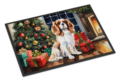 NEW Cavalier Spaniel Cozy Christmas Doormat Front Door Mat Indoor Outdoor Rugs for Entryway, Non Slip Washable Low Pile, 18H X 27W (Default: Default)