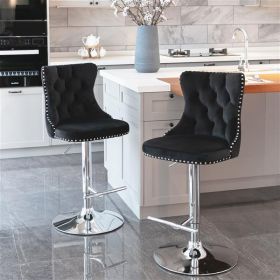 Furniture,Swivel Velvet Barstools Adjusatble Seat Height from 25-33 Inch (Color: as picture)